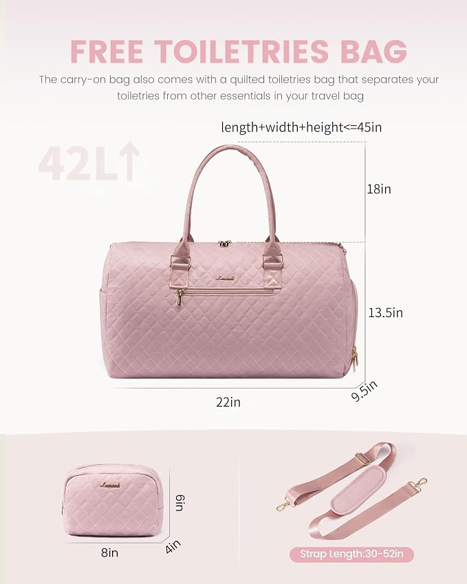 LOVEVOOK Travel Duffle Bag, Weekender Bag for Women with Toiletry Bag, Carry on Overnight Bag with Shoe Compartment, Gym Duffel Bag with Wet Pocket, Mommy Hospital Bags for Labor and Delivery - Image 8