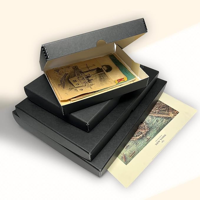 Golden State Art, Clamshell Archival Storage Box 13x19, Black, Pack of 2 | Acid-Free Photo Box with Metal Edge Corner, Preserve And Store Paper Documents Cards Prints Arts and Crafts DIY Projects - Image 6