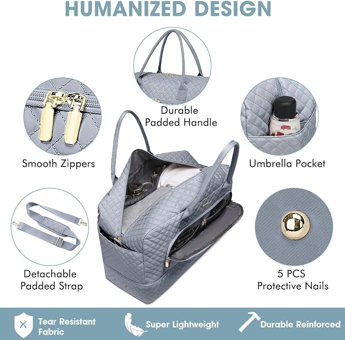 Large Women Travel Duffle Bag, Weekender Bags for Women with Shoe Compartment, Carry on Overnight Bag with Toiletry Bag, Gym Duffel Bag with Wet Pocket, Hospital Bags for Labor and Delivery - Image 3