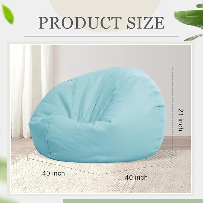 Sliner 2 Pcs Large Stuffed Storage Bean Bag Chair Cover for Kids Adults (no Filler) Stuffable Zipper Beanbag Cover for Organizing Plush Toys or Memory Foam(Green) - Image 2