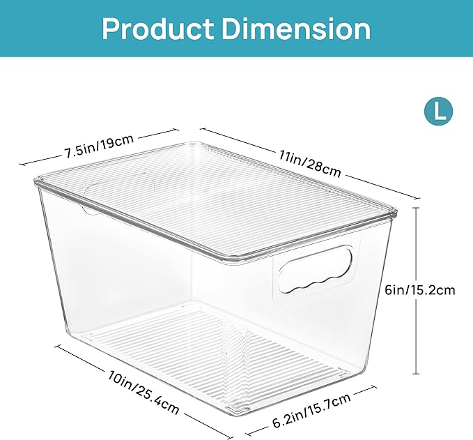 Vtopmart 2 Pack Clear Stackable Storage Bins with Lids and Handles, Large | BPA-free Plastic, Organize Vertically, For Pantry Kitchen Fridge Cabinet Closet Bathroom, Built to Last, Easy to Move - Image 7