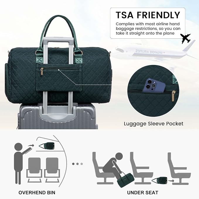 LOVEVOOK Travel Duffle Bag,Weekender Bags for Women Overnight Bag with Shoe Compartment, Carry on with Toiletry Bag,Duffel Bag with Wet Pocket,Hospital Bags for Labor and Delivery - Image 4