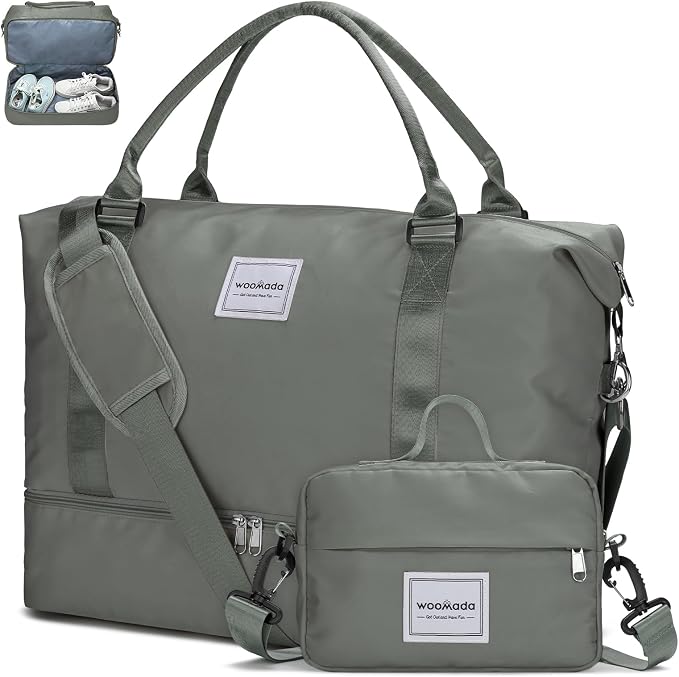 WOOMADA Weekender Overnight Bag for Women, Shoulder Travel Duffel with Shoes Compartment,Gym Bag with Toiletry Bag by WOOMADA