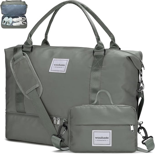 WOOMADA Weekender Overnight Bag for Women, Shoulder Travel Duffel with Shoes Compartment,Gym Bag with Toiletry Bag by WOOMADA