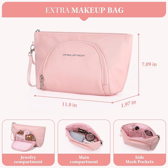 Maelstrom Gym Bag for Women,40L Travel Duffel Bag with Shoes Compartment and Wet Pocket,Waterproof Carry On Weekender Bag,Sport Gym Tote Bags Swimming Yoga, Hospital Holdalls（Pink) - Image 5