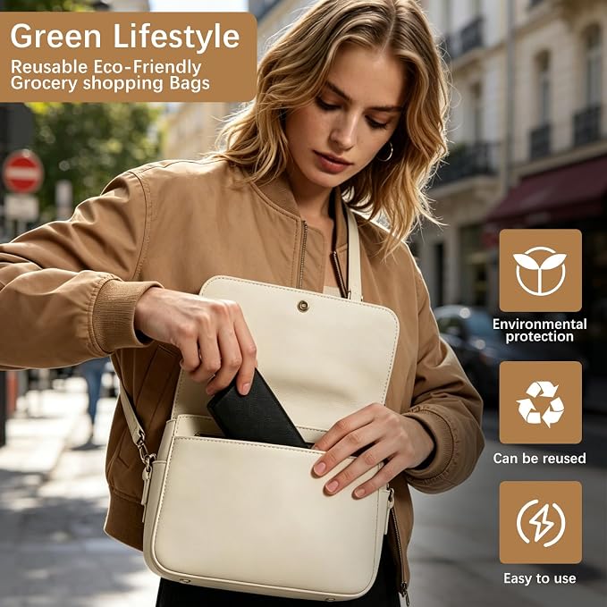 Reusable Grocery Bags 12.6 * 6.3 * 11.8 in - Non Woven Totes Bag with Reinforced Handles, Shopping Bags Bulk - Image 5
