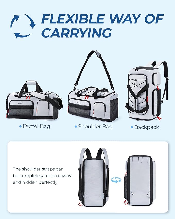 BAGSMART Gym Bag for Men, Athletic Sports Backpack Travel Hiking Duffel | 3-In-1 Gym Bag for Travel Clothes & Padded 13.3" Laptop, with Waterproof Wet Pocket & Shoe Compartment for Travel Camping - Image 5