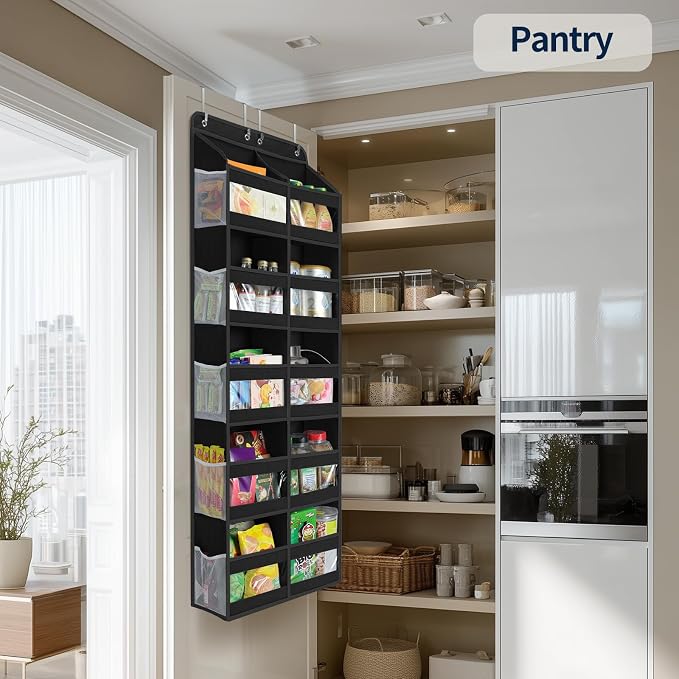 Yecaye 5-Tier Over The Door Organizer Dual-Column, 80lbs Load Over the Door Storage of 10 Compartments, Heavy Duty Extra Large Door Organizer Hanging for Bedroom Nursery Bathroom Pantry, Black, 1 Pack - Image 8