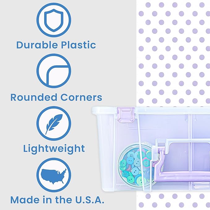 ArtBin 6990JZ Super Satchel Double Deep Compartment Box - Art Storage with 8 Removable Compartments, Smart Closure for Craft Supplies (Purple- Pack of 3) - Image 4