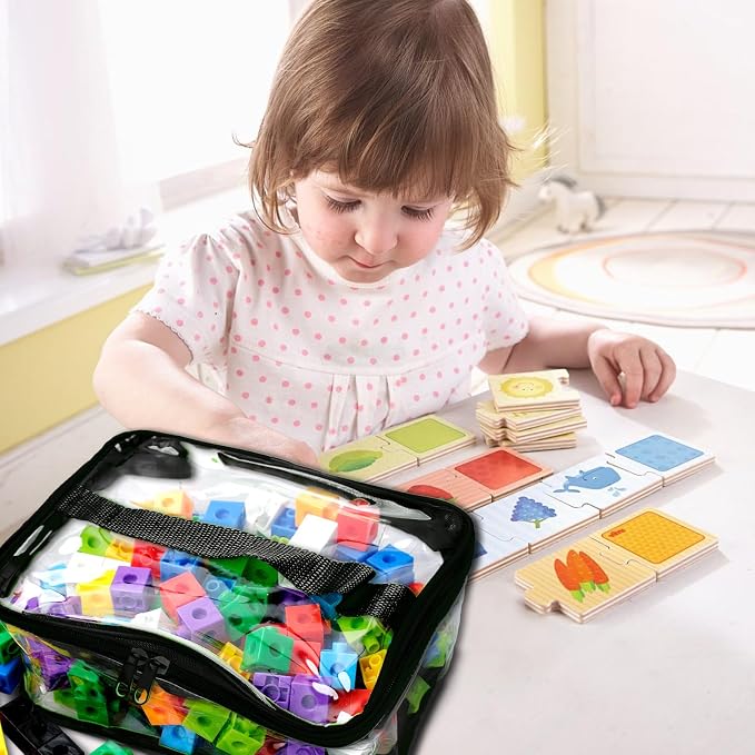 12 Packs Toy Storage Bags with Zipper PVC Waterproof Toy Bags Plastic Storage Organizer Clear Organizing Bags for Board Games Building Blocks Puzzles Small Toys Kids Books Classroom(Black) - Image 6