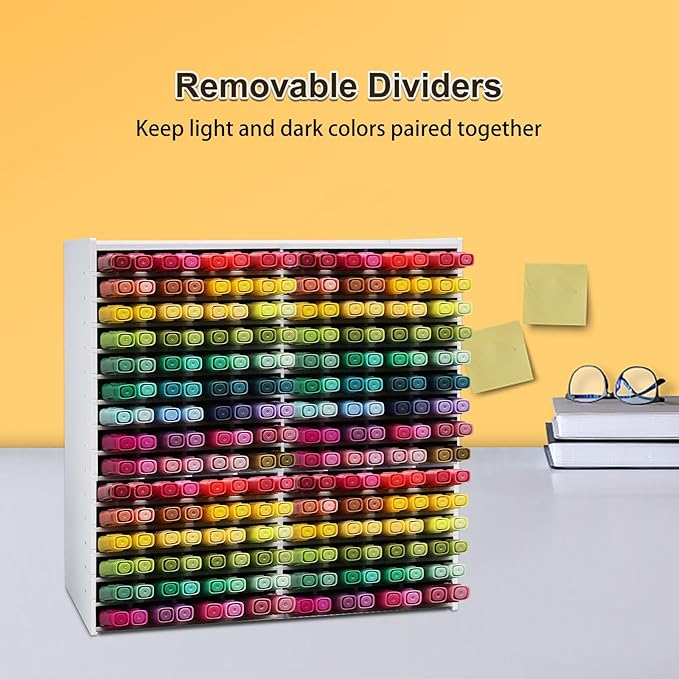 Marker Pen Organizer Holder for 240 Markers | Craft Art Supply Storage Rack, Desktop Art Marker Pens Colored Pencils Holder Storage Case for Home Classroom Office - Image 3