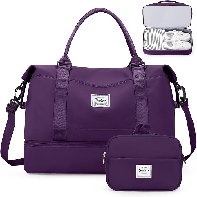 Weekender Bags for Women, Personal Item Travel Bag with Shoes Compartment | Overnight Travel Duffel Bag with Toiletry Bag, Airplane Friendly Carry-On Bag by SYCNB
