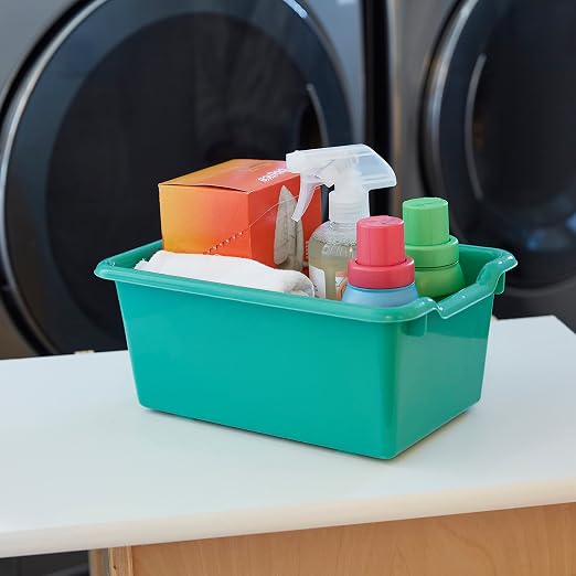 ECR4Kids Scoop Front Storage Bin, Multipurpose Organization, Emerald, 15-Piece - Image 9