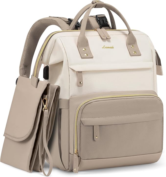 LOVEVOOK Diaper Bag Backpack, Baby Bag with Changing Station, Large Diaper Backpack for Moms Dads, Waterproof Leather Accents Baby Boy and Girl Bag for Travel Baby Essentials by LOVEVOOK