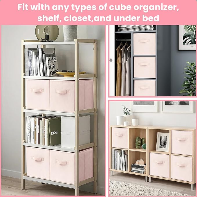 Storage Cubes - 13 Inch Heavy Duty Fabric Storage Bins for Shelves Closet Cube Organizer - 8 Pack Collapsible Cube Storage Bins Baskets for Clothes Blankets Toys - Nursery Organization - Image 5