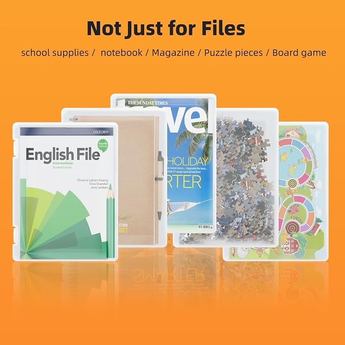 10 Pack A4 File Paper Storage and Organizer Box, Clear Scrapbook Office Document Holder Plastic Storage Container with Hing Lids Portable Project Case for Magazine File and School Supplies - Image 5
