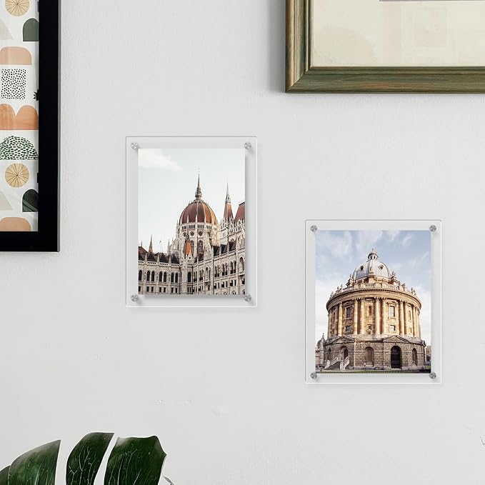 AITEE 11x14 Acrylic Picture Frames 4 Pack, Clear Floating Wall Frames | Modern Frameless picture Frames Lucite Transparent Square Cubes Hanging Photo Frame Gift for Home Office Display - Image 5