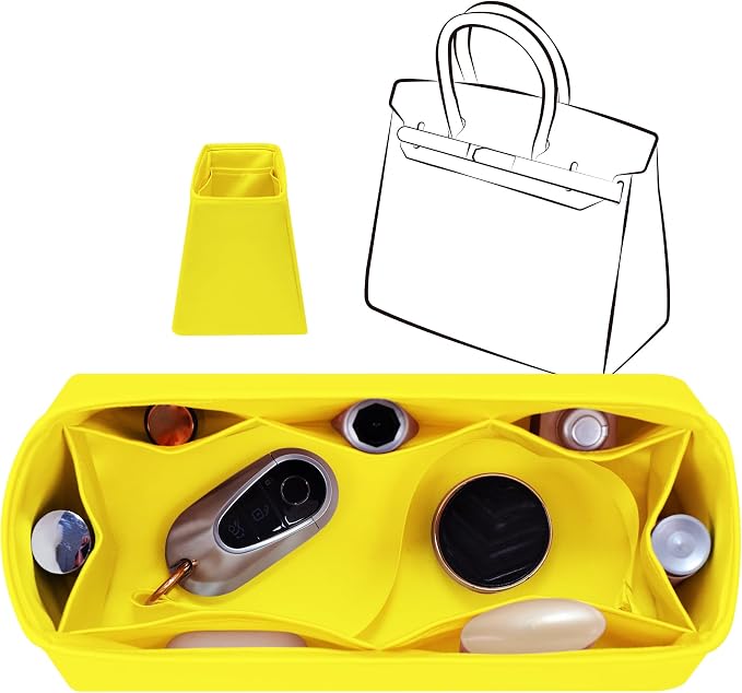 Fits for Brikin Bag Insert Organizer For Hermes(25 R,Lime) | Premium Silk Material,Smooth Touch,Lightweight,zipper,protect from scratches & stains,multiple pockets,keychain,waterproof by JLYZMoon