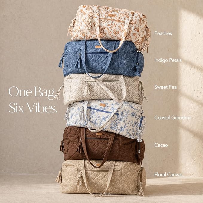 Staya Hospital Bag for Labor & Delivery - Quilted Weekender Bag for Women | Soft cotton quilted duffle, carry-on size, overnight & weekender bag, roomy with pockets, shoulder strap included - Image 9
