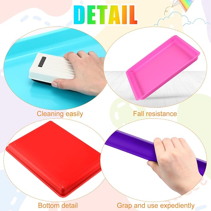 Maitys 15 Pack Plastic Art Trays 12 x 16 Inch Activity Crafts Trays Sensory Tray DIY Projects, Painting, Beads, Jewelry Office Home Organizer Arts and Crafts Supplies(Vivid Color) - Image 2