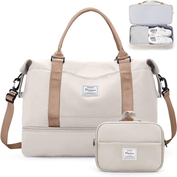 Weekender Bags for Women, Carry-On Overnight Travel Duffel Bag | Travel Bag with Shoes Compartment & Toiletry Bag, Extra Large by SYCNB