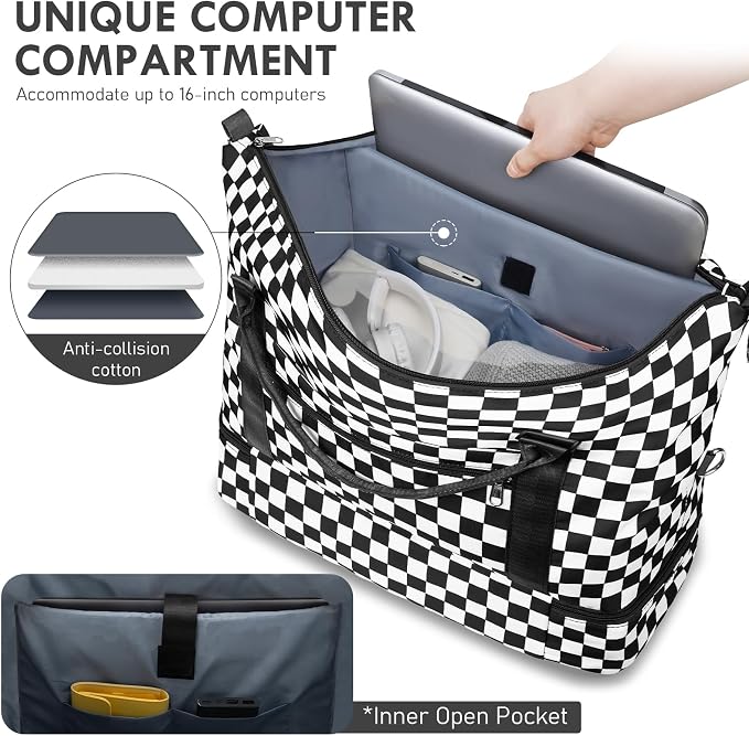 WOOMADA Weekender Overnight Bag for Women, Shoulder Travel Duffel with Shoes Compartment,Gym Bag with Toiletry Bag - Image 3
