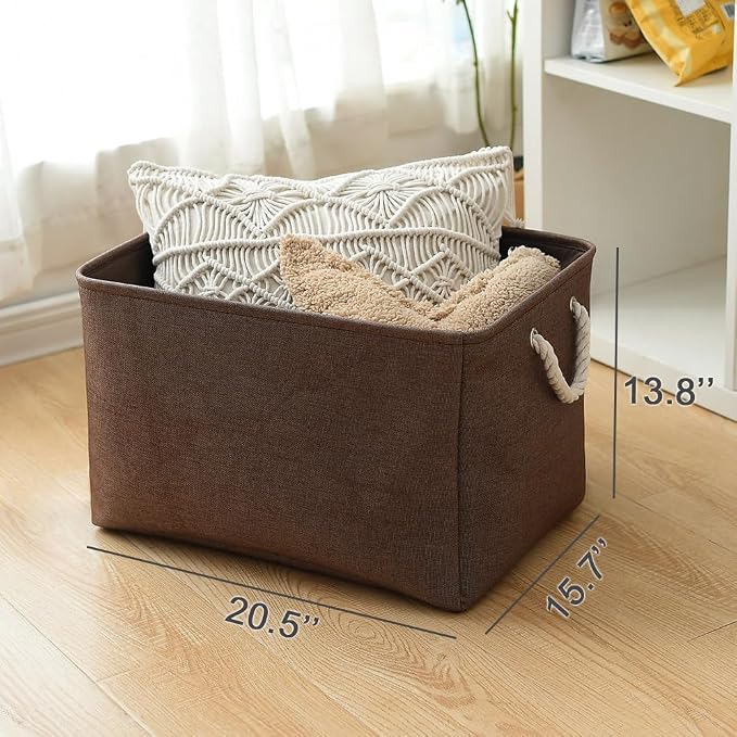 Organization and Storage for Organizing - Extra Jumbo 3 Pack 20.5x15.7x13.8 inch Fabric Storage Bin for Shelves, Storage cubes for Decorative Shoes Towel Blanket Closet (Brown) - Image 5