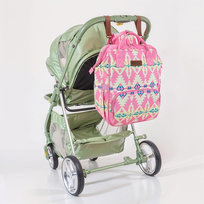 Montana West Wrangler Callie Diaper Bag Backpack with Stroller Straps Western Pattern Multifunction Baby Travel Bag WG2204-91102PK - Image 7