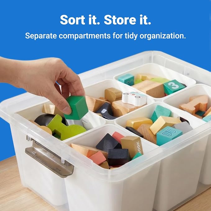 MACOPRO 17 QT Clear Storage Bins with Lids Plastic Box Multipurpose Stackable Storage Containers for Organizing Tool,Craft,Crayon,Marker Pen(White, 1Pack-6-in-1) - Image 6