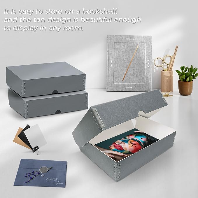 Lineco, 9x12 Clamshell Archival Folio Storage Box, 3" Deep | Acid-Free with Metal Edge Preservation Box, Preserves Picture, Magazines, Organize Photos, Documents, Artwork, DIY - Image 6