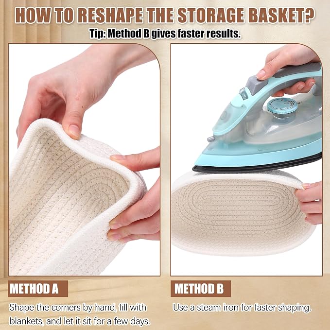 12 Pack Small Storage Basket Cute Natural Cotton Rope Woven Basket Tiny Boho Decorative Toy Storage Bin Gift Baskets for Home Organizing, Closet, Shelf, Nursery, Bathroom(Oval,Beige) - Image 5