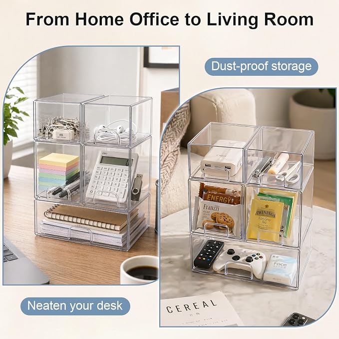 QRRICA Baby Bottle Organizer for Countertop, 5-Piece Stackable Clear Acrylic Storage with Non-Slip Pads & Handles – Large Capacity for Kitchen, Pantry, Bathroom, Vanity, Cabinet - Image 6