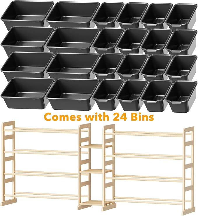 SpaceAid Large Toy Storage Organizer with 24 Bins and 3 Shelves, Toy Organizers Storage Bookshelf, Kids Bin Shelf Box Bookcase for Bedroom Playroom Organization Room Decor, True Black - Image 7