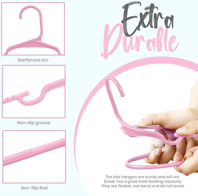 Utopia Home Kids Hangers 40 Pack – 11.5 Inch Baby Closet Hangers Baby Pink | Plastic baby hangers | Fits children's & infant clothes | Gentle on delicate garments - Image 4