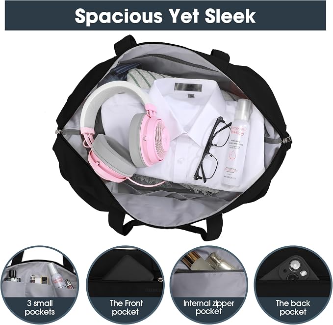 Oeihuivt Weekender Bags for Women with 3 Extra Pack - 21 Inch Large Travel Duffel Bag Set with Shoe Compartment, Heavy-Duty nylon Carry On Overnight Tote - Image 4