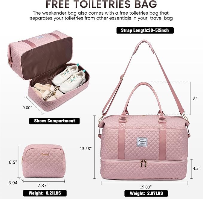 LOVEVOOK Travel Duffle Bag,Weekender Bags for Women with Shoe Compartment，Carry on Overnight Bag with Toiletry Bag,Gym Duffel Bag with Wet Pocket, Hospital Bags for Labor and Delivery - Image 4