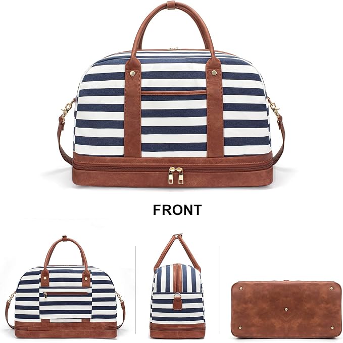 Weekender Bag for Women Canvas Overnight Bag Large Travel Tote Bag Carry on Shoulder Duffle Bag With Shoe Compartment,Perfect for Travel/Daily Use/Birthday Gift … - Image 7