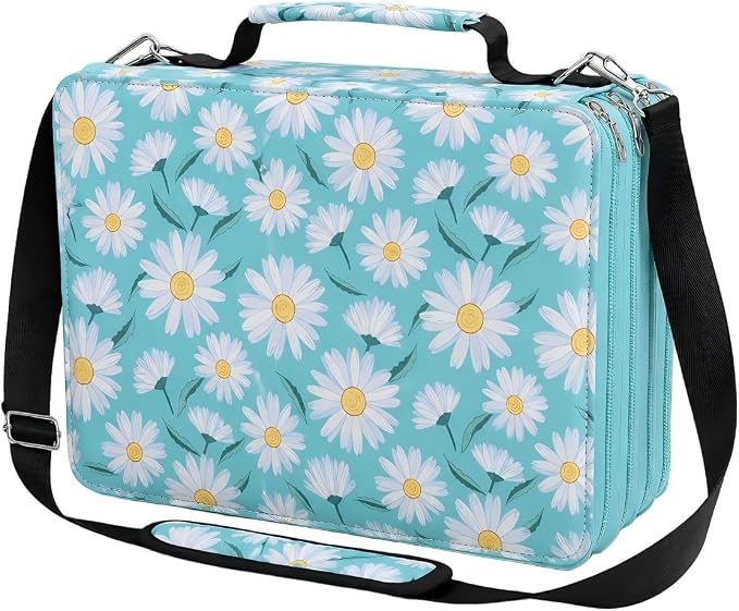 224-Slot Marker Organizer Bag, 4-Layer Case with Strap | 224-slot 4-layer marker bag in twill Oxford fabric with handle, detachable strap, smooth zipper for studio and outdoor use. by Lbxgap