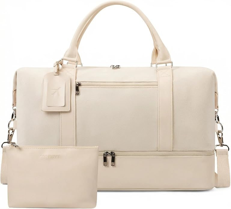 Women's Weekender bag Travel Duffel Bag with Shoe Compartment 21-inch Airline-Approved Carry-On, 2-Piece Overnight Bag Set Personal Item Luggage by GAYUAPEIABAG