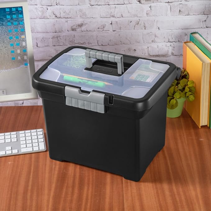 Sterilite Portable File Box with Latching Lids for Home and Office, 12-Pack | Heavy-Duty and Stackable Plastic Containers with Latches for Closet, Cabinet, Bedroom, Bathroom and Dorm Room Organization - Image 8