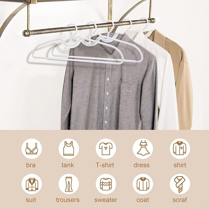 Plastic Clothes Hangers Space Saving Short Neck Hanger, Anti-Slip Heavy-Duty Slim Closet Thin Hangers, Coat Hanger for College Dorms, Homes & More, Enhances Closet Space(50Pack) - Image 7
