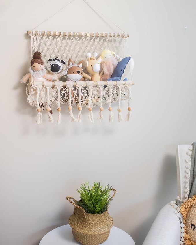 Crane Baby Willow Macrame Hanging Storage Bin, Bohemian-Style Storage Bin for the Nursery or Kid's Room - Image 2
