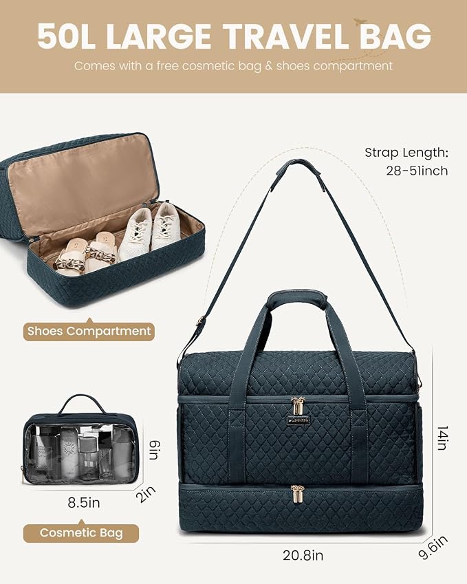 LOVEVOOK Large Travel Duffle Bag, Weekender Bags for Women With Shoe Compartment, Overnight Hospital Bag For Women Labor Delivery, Carry on Bag Personal Item Travel Bag, Yoga Gym Duffel Bag - Image 5