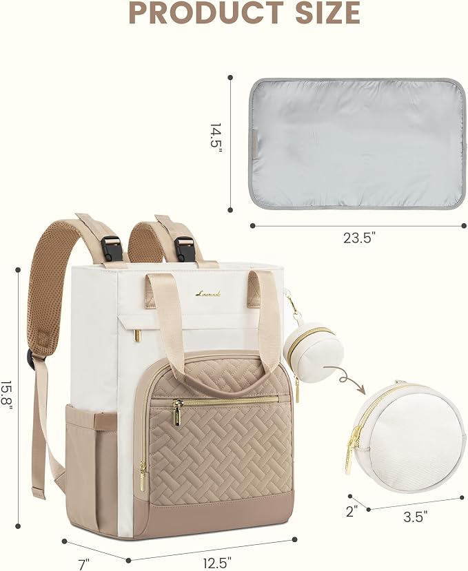 LOVEVOOK Diaper Bag Backpack, Large Capacity Portable Baby Bag with Foldable Diaper Changing Pad, Waterproof Baby Diaper Bags Gift for Mon Dad, Ivory Khaki - Image 8