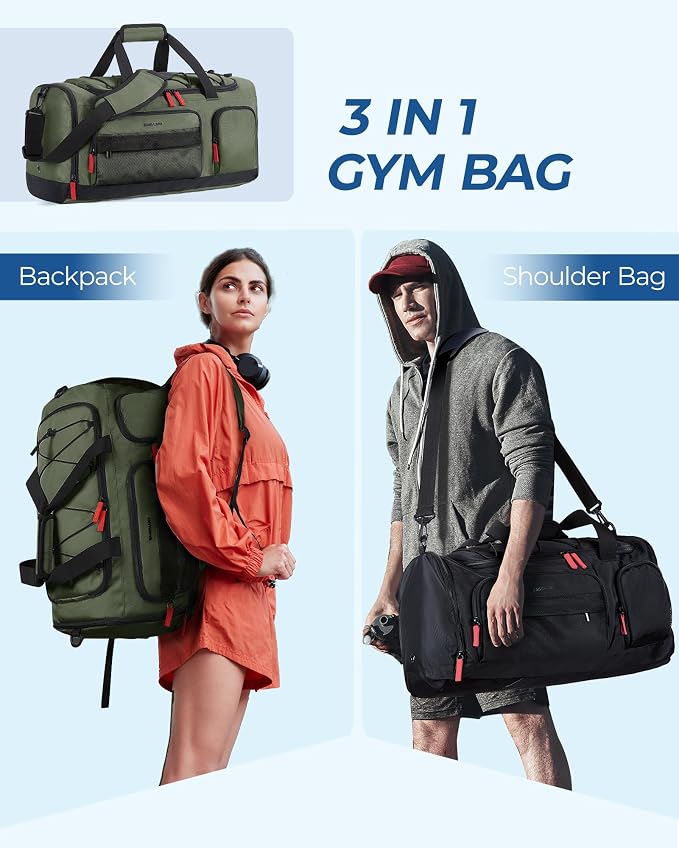 BAGSMART Gym Bag for Men, Athletic Sports Backpack Travel Hiking Duffel | 3-In-1 Gym Bag for Travel Clothes & Padded 13.3" Laptop, with Waterproof Wet Pocket & Shoe Compartment for Travel Camping - Image 2