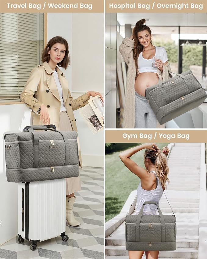 LOVEVOOK Large Travel Duffle Bag, Weekender Bags for Women With Shoe Compartment, Overnight Hospital Bag For Women Labor Delivery, Carry on Bag Personal Item Travel Bag, Yoga Gym Duffel Bag - Image 8