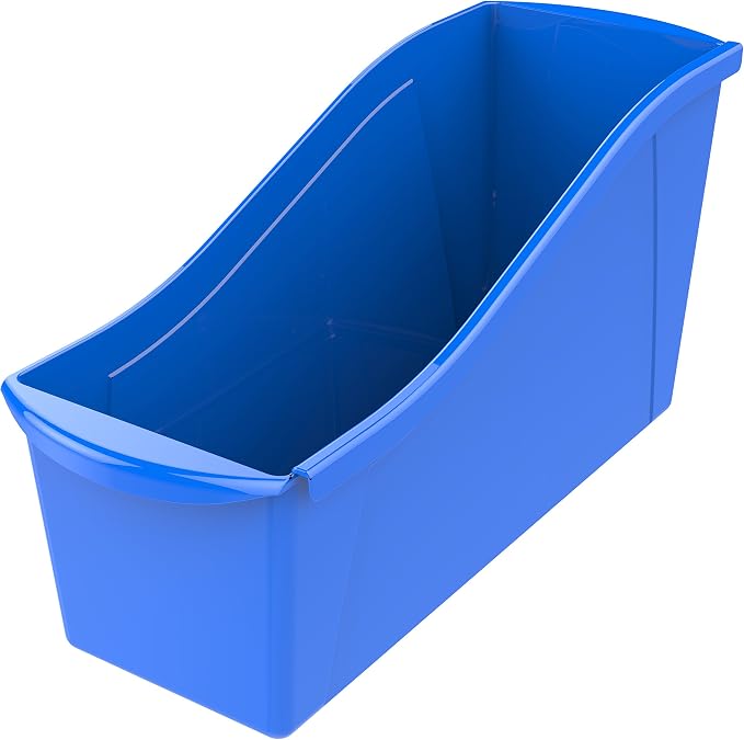 Storex Interlocking Plastic Book Bin Organizer for Home Office Classroom Blue 6-Pack 71101U06C and Green 6-Pack 71104U06C - Image 3