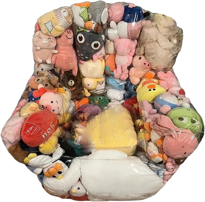 Bean Bag Stuffed Animal Storage Waterproof PVC Clear Bean Bag with Zipper Stuffable for Kids Toddler Armchair for Organizing Kids Rooms Stuffed Animal Storage Toy Bags Bath Toy by DAGLLGEW