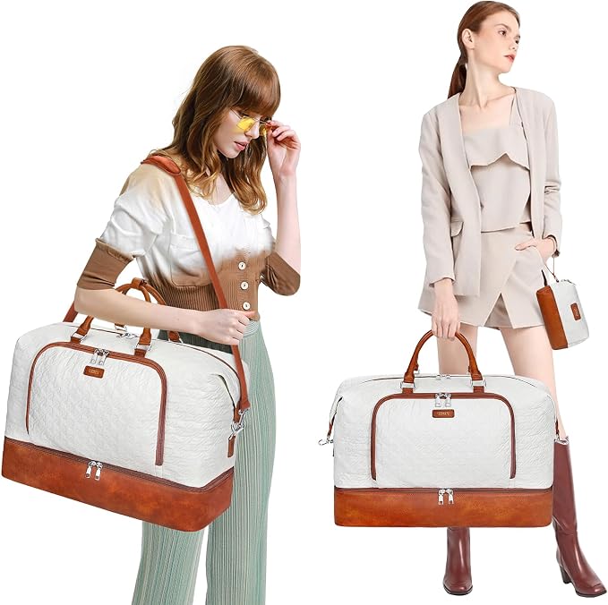 TIBES Travel Weekender Bag for Women, Overnight Bag with Shoe Compartment | 3PCS Large Travel Duffel Bag for Gym, Travel, Hospital, Business Trip, Carry On Tote, Wet & Dry Separation, Water Resistant - Image 6
