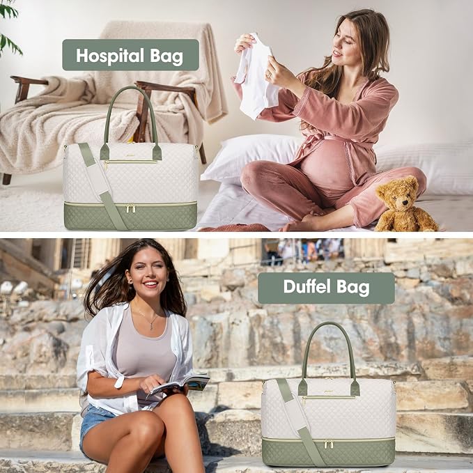 Overnight Weekender Bag for Women: Travel Duffle Bag with Shoe Compartment | 50L Capacity for 7 Day Trip Waterproof Durable Toiletry Bag Wet Pocket for Damp Items Suitable for Weekend Trips Hospital - Image 9
